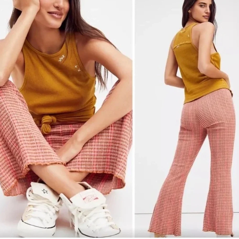 Free People Fine Line Slim Pull On Pants Size‎ XS Flared Boho Festival Stretchy